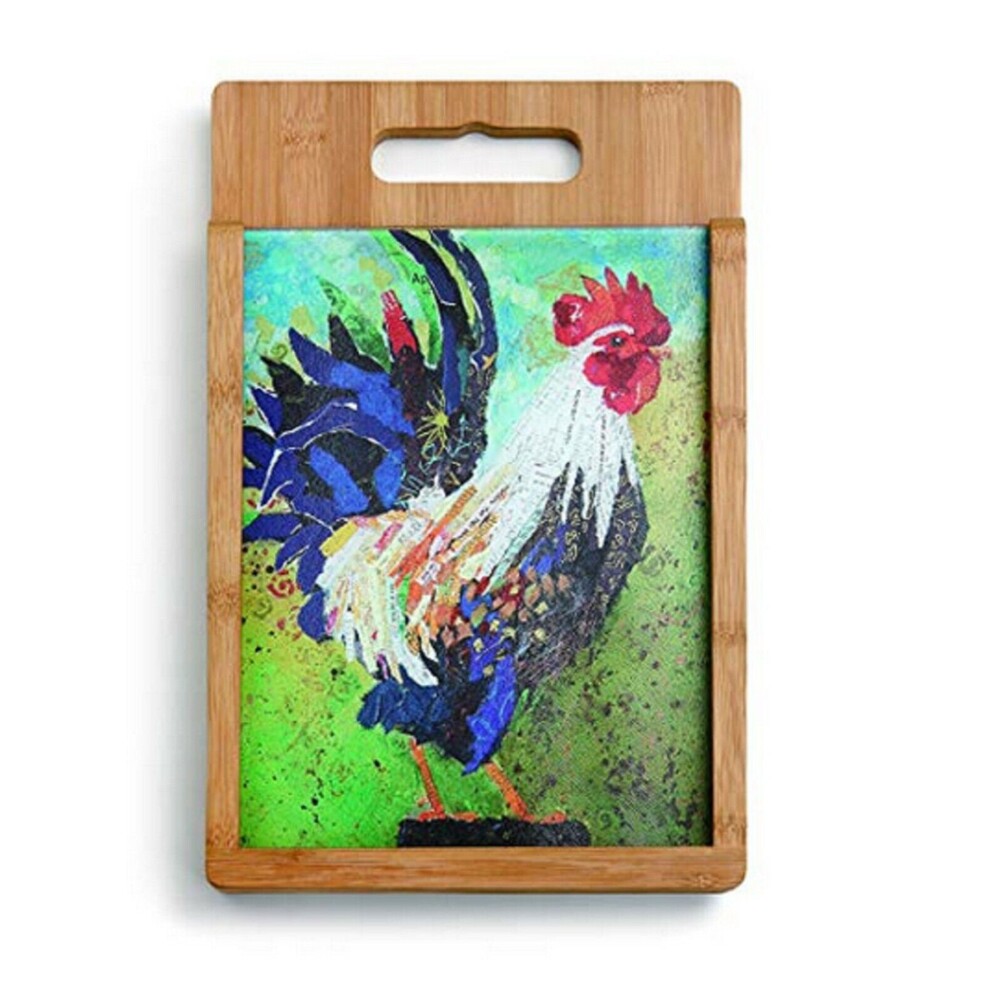 Silvestri Demdaco Rooster Wood and Glass Cutting Board Set, Multicolor